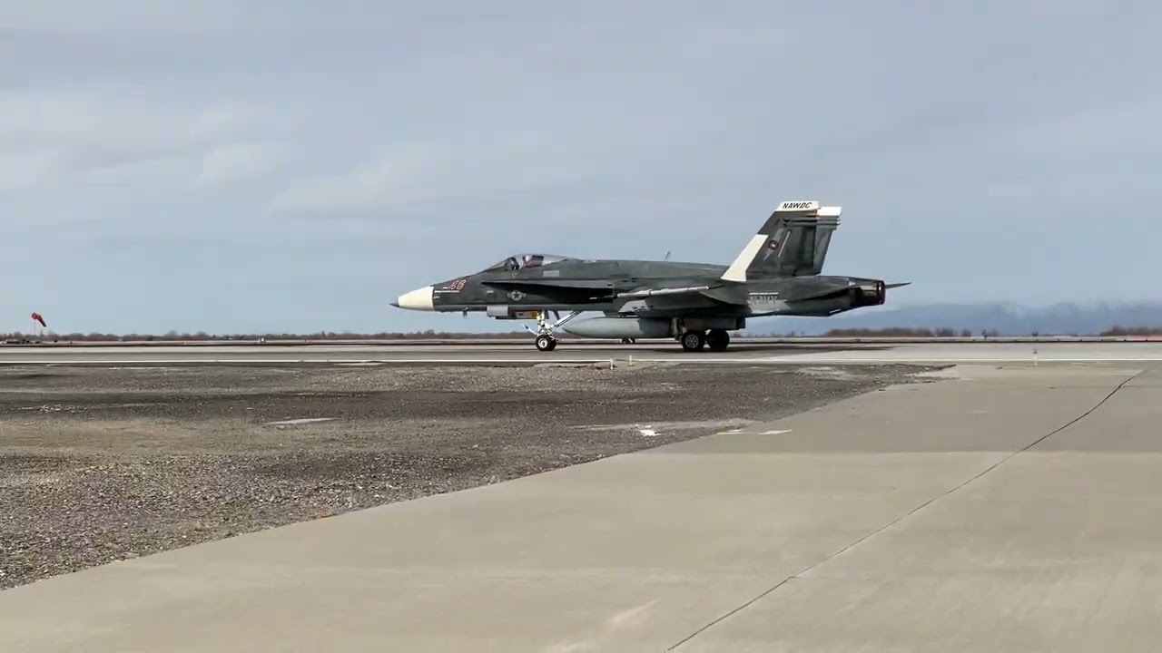 Legacy Hornet aggressors taking off on a TOPGUN hop out of Fallon