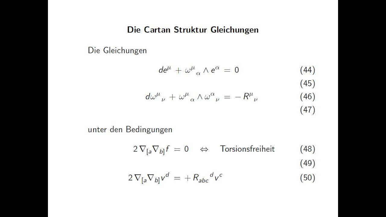 Die Schwarzschild Lösungen (1/4) - Cartan Struktur Gleichungen