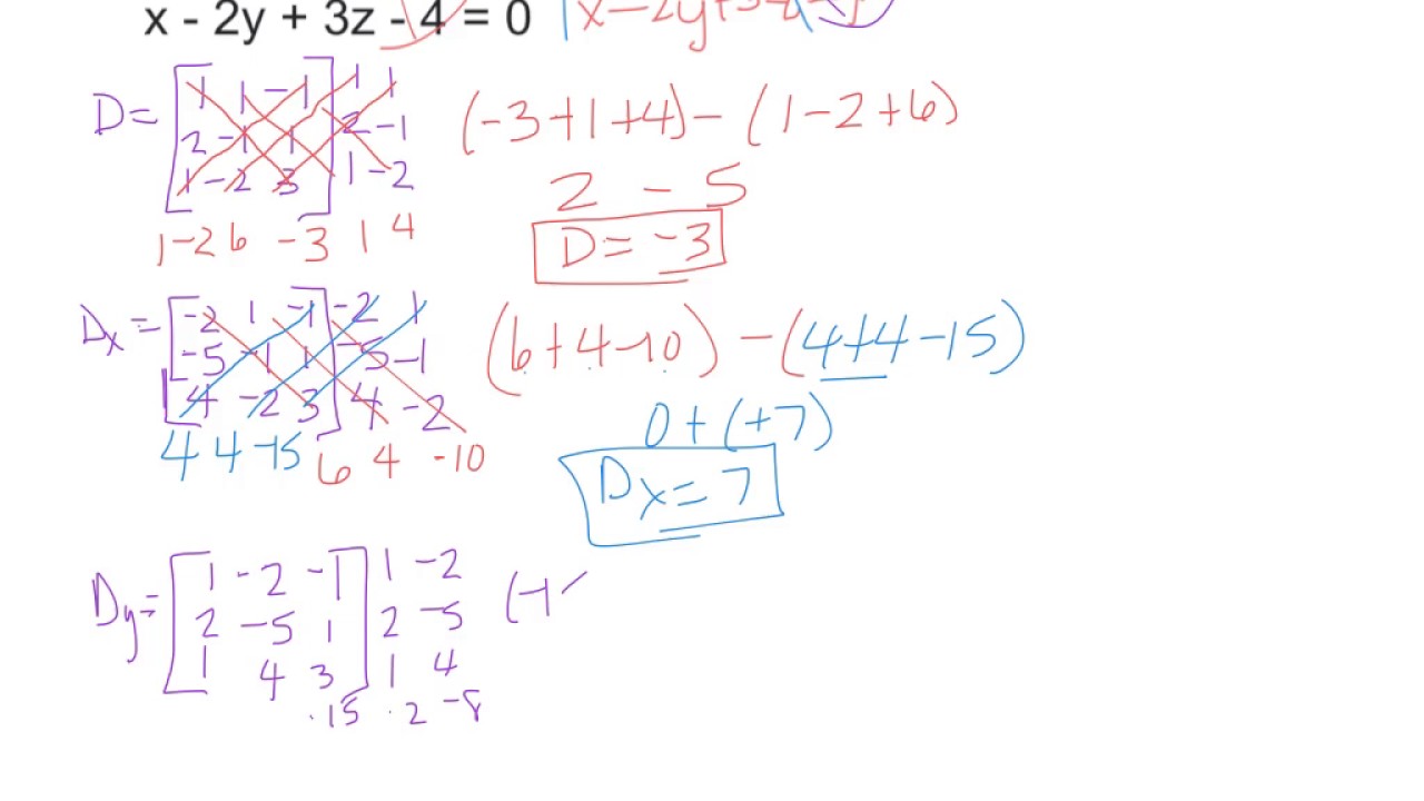 Cramer's rule 3 variables- bradley