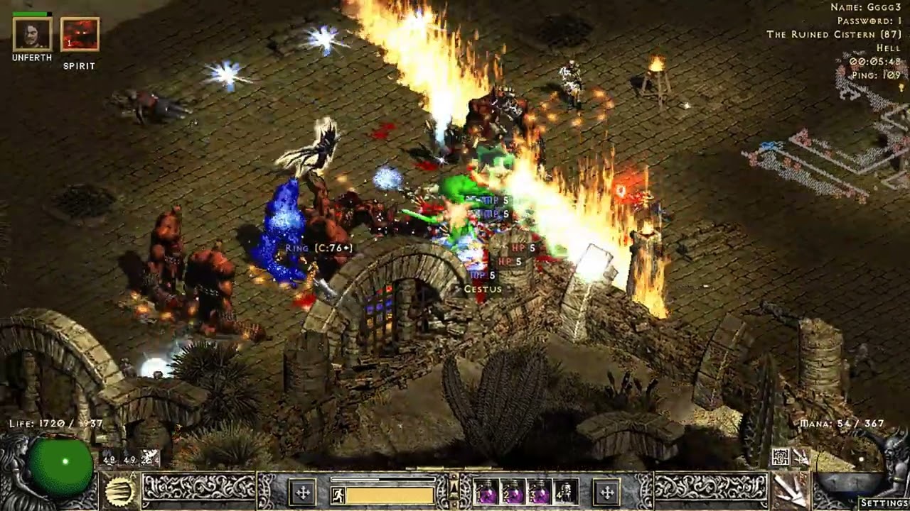 [Project Diablo 2] PD2 S6 Cloudcrack+Principle(FoH+Holy Bolt Proc) Beardin Ruined Cistern 145%
