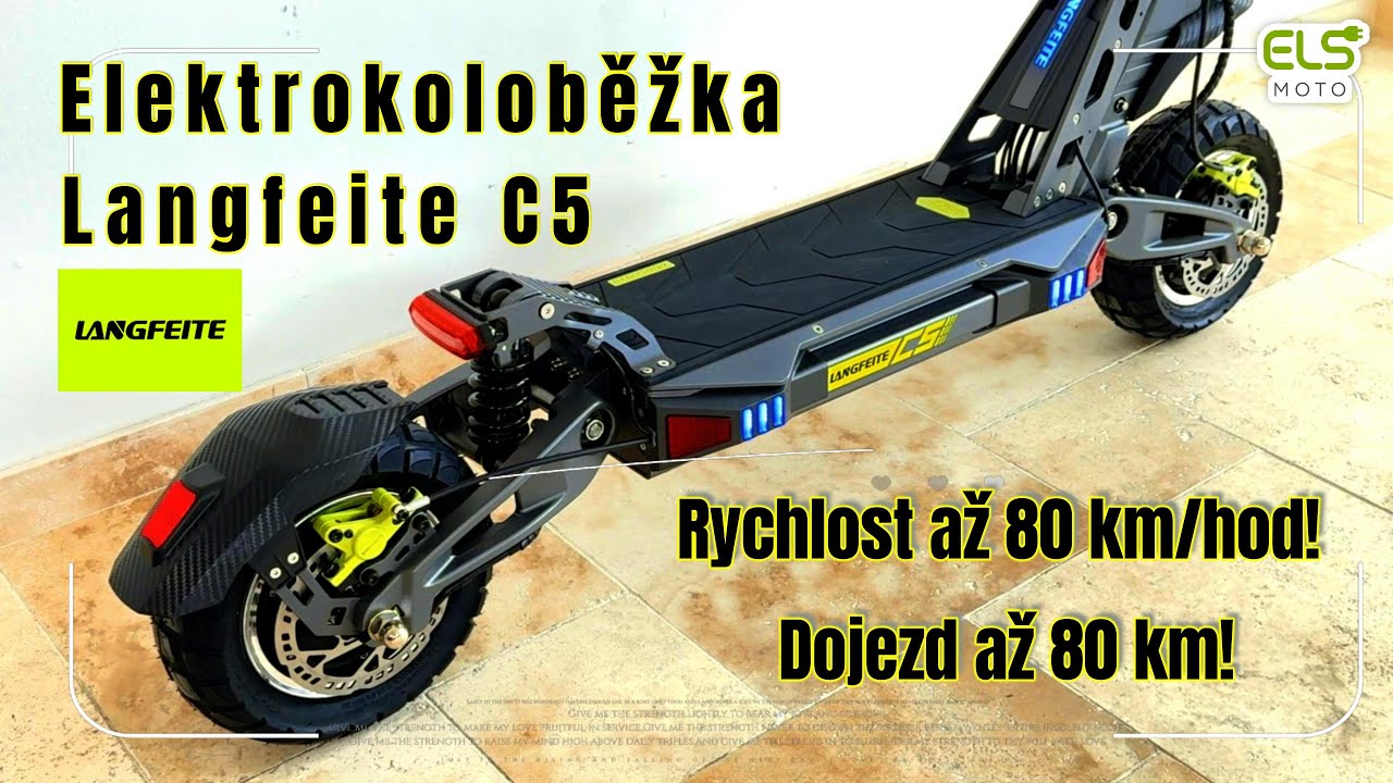 Langfeite C5, rychlost 80 km/hod! Universální elektrokoloběžka střední třídy od špičkového výrobce.