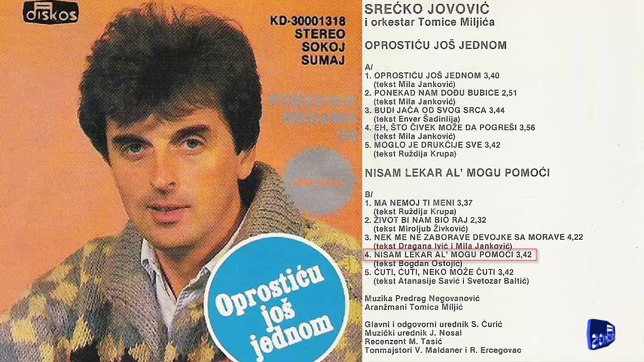 Srecko Jovovic - Nisam lekar al mogu pomoci - (Audio 1986)