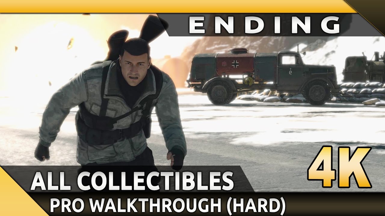 Sniper Elite 4 (PC) - 4K - Mission 8 Allagra Fortress (Ending)- All Collectibles/Optional Objectives