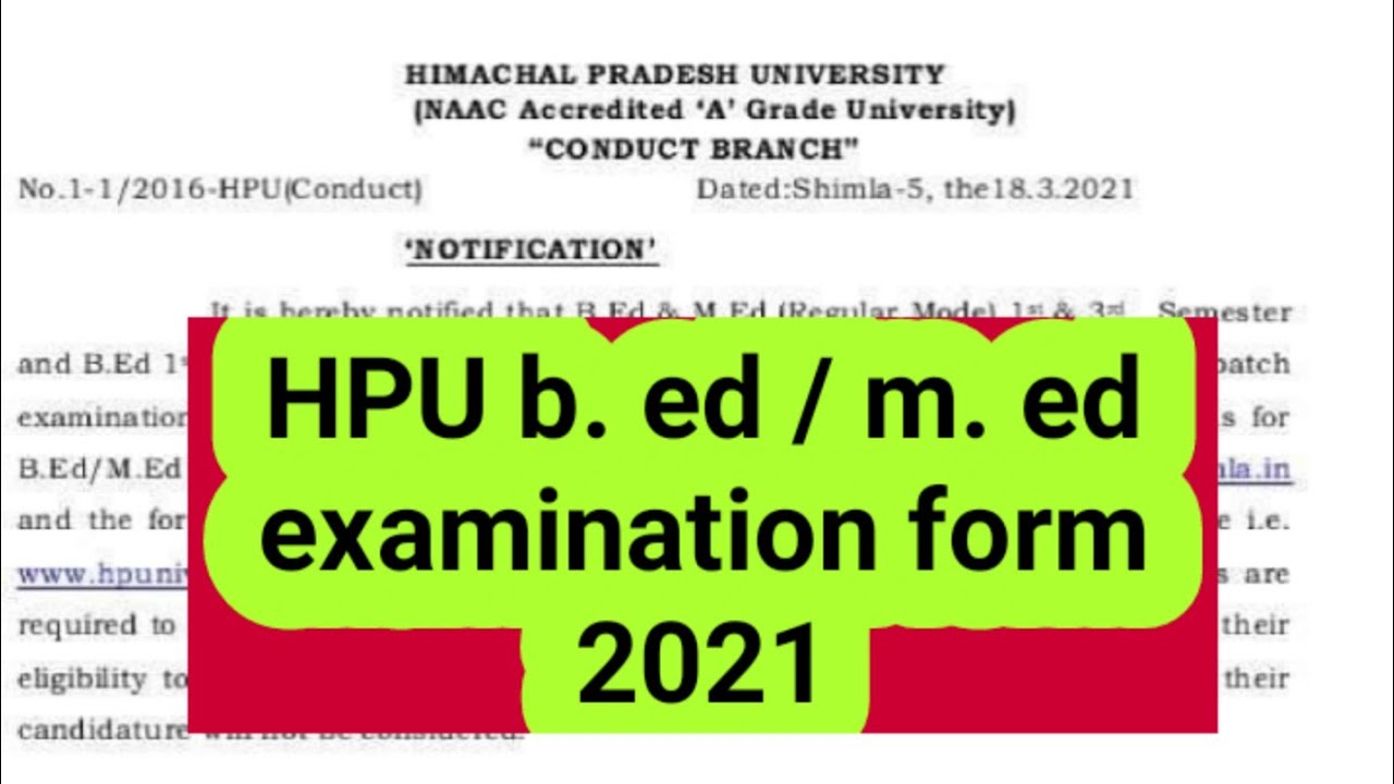 hpu b. ed m. ed examination form 2021 hpu b. ed examination form 2021hpu m. ed examination form 2021