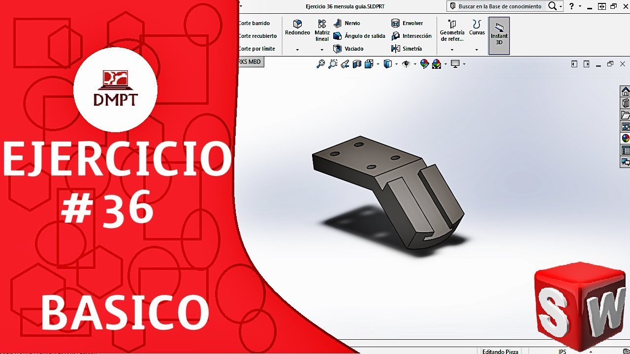 Ejercicio #36 en SOLIDWORKS nivel basico 🔧ménsula guia // Exercise #36 SOLIDWORKS basic level