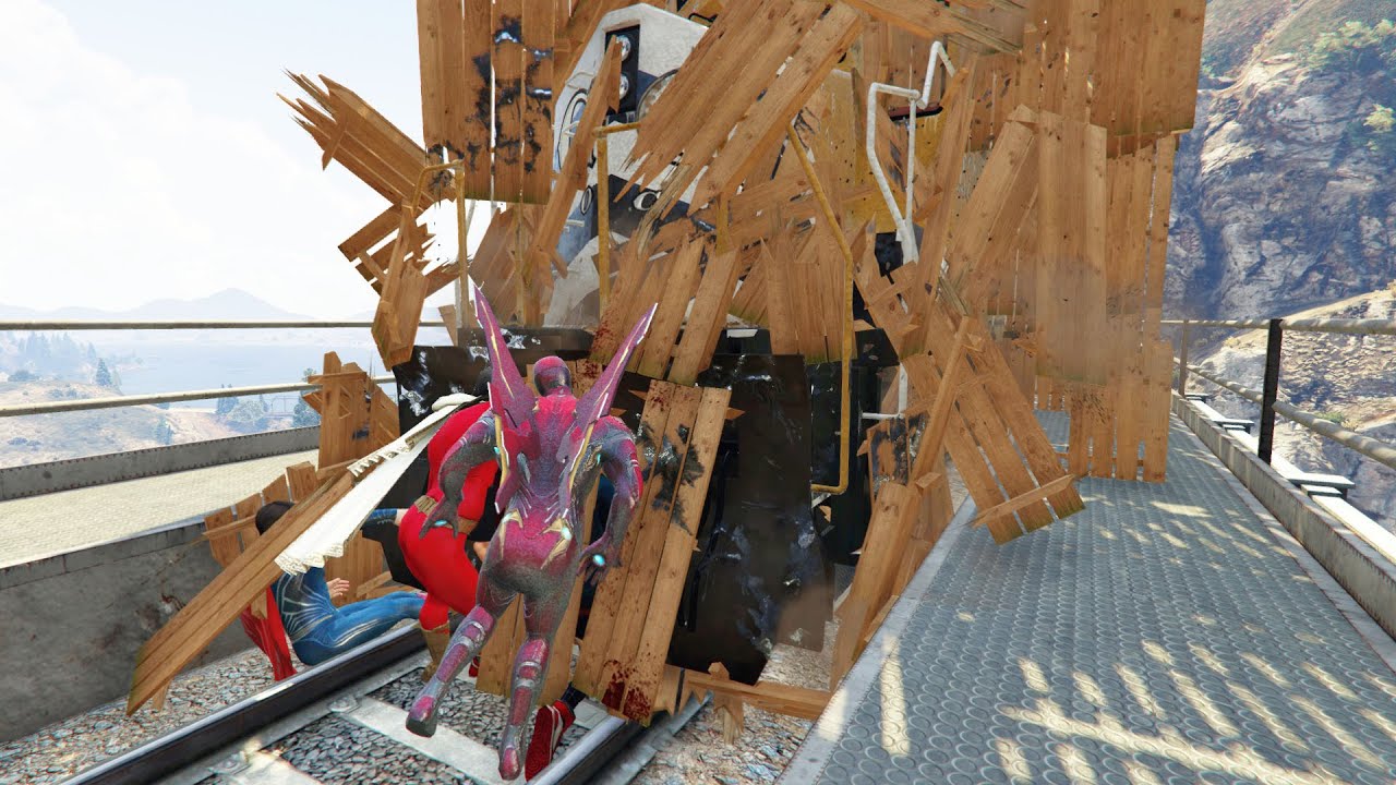 GTA 5 Epic Ragdolls And Fails #40 - (Superheroes - Train Falls)