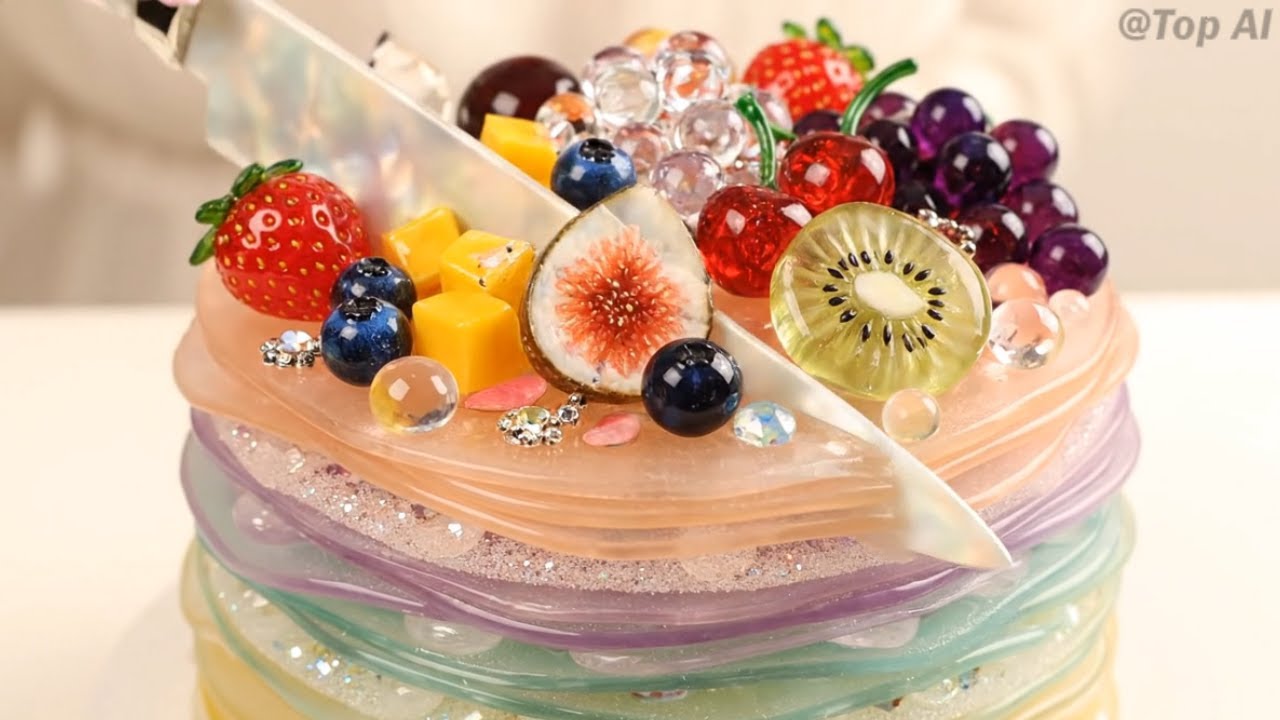 Glass Fruits Cake Cutting ASMR Compilation #aiasmr#satisfyingasmr  #glassasmr #cuttingasmr #aiasmr