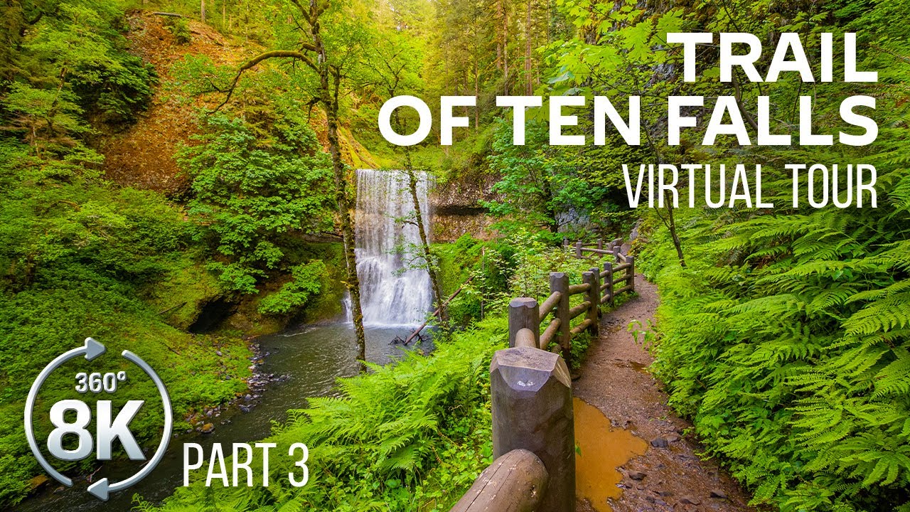 360° VR Virtual Hike - Forest Walk along the Trail of Ten Falls - 8K Virtual Relaxation - Part #3