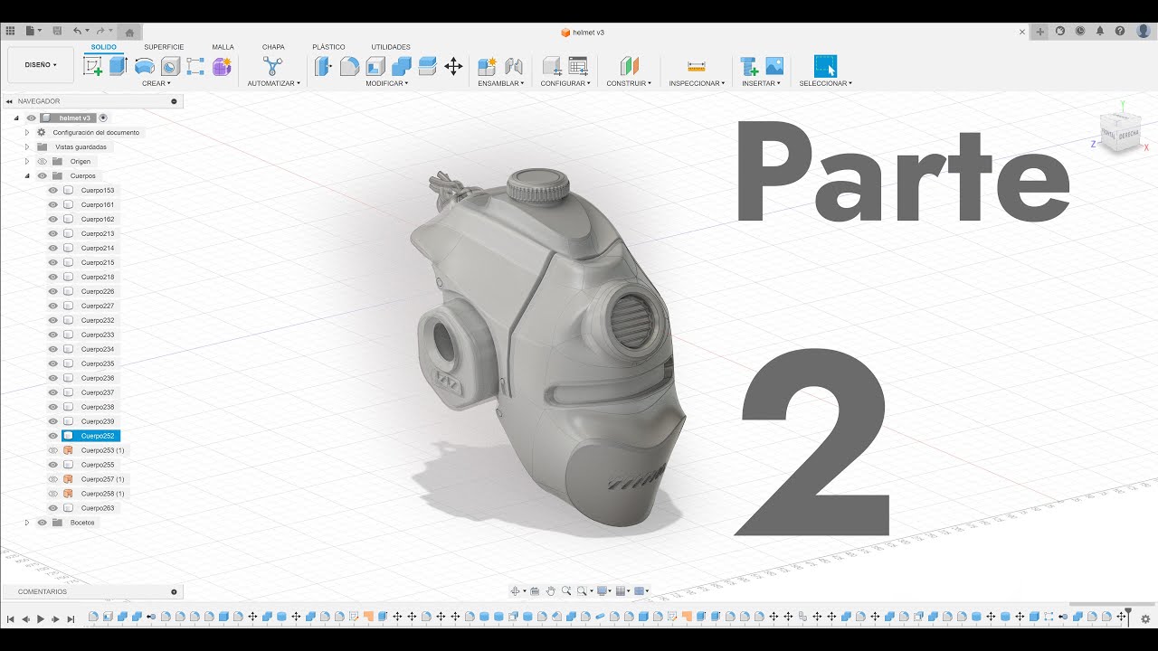 Tutorial Fusion 360 - Casco (geometrías básicas y orgánicas) (2/2)