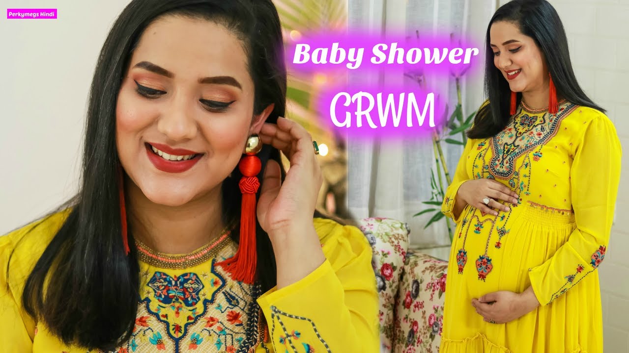 Baby Shower GRWM | Makeup Outfit Hair | Perkymegs Hindi