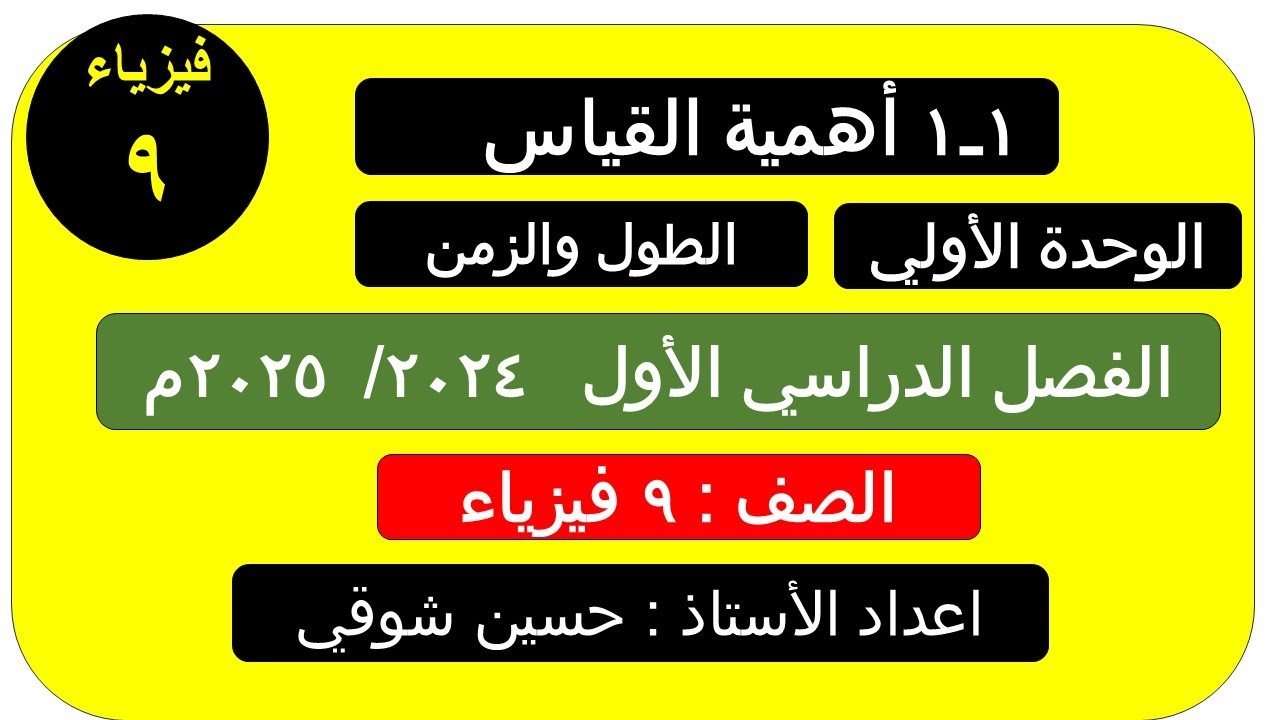 درس 1 ــ1  أهمية القياس    ( الصف التاسع ) فيزياء ـــ الفصل  الدراسي الأول  ــ سلطنة عمان