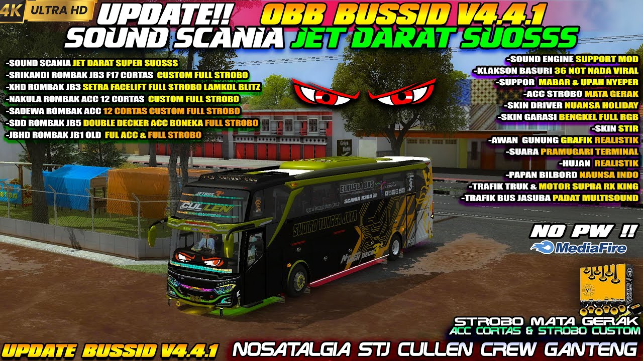 UPDATE BUSSID V4.4.1 !! OBB BUSSID V4.4.1 TERBARU SOUND SCANIA JET DARAT SUOSSS GRAFIK ETS2 HD 4K
