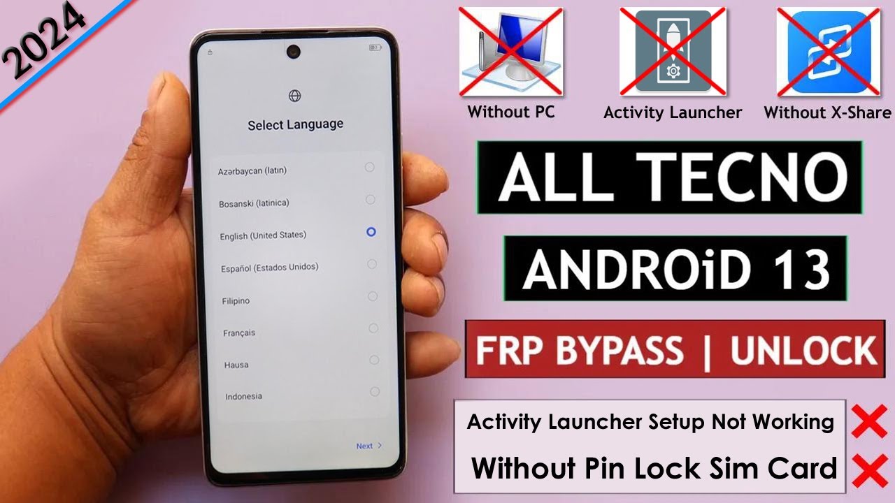 All Tecno Android 13 FRP Bypass/Unlock - Activity Launcher Setup Fail - Without X-Share/Without PC