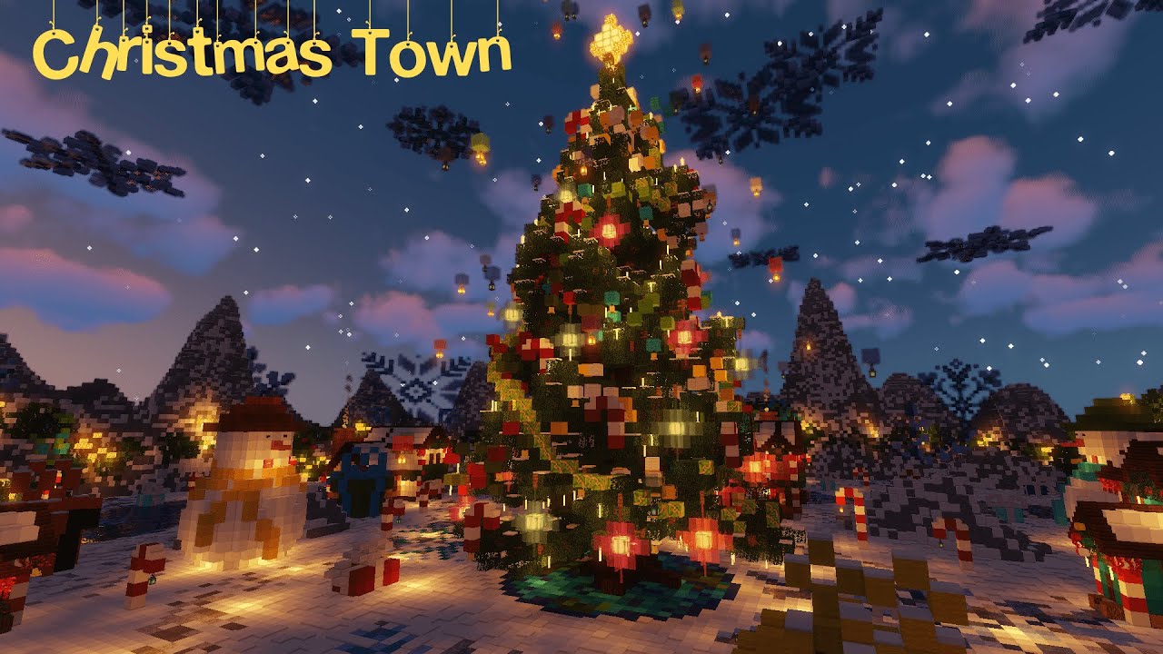 🎄 Magic Christmas Town Minecraft Timelapse ❄️