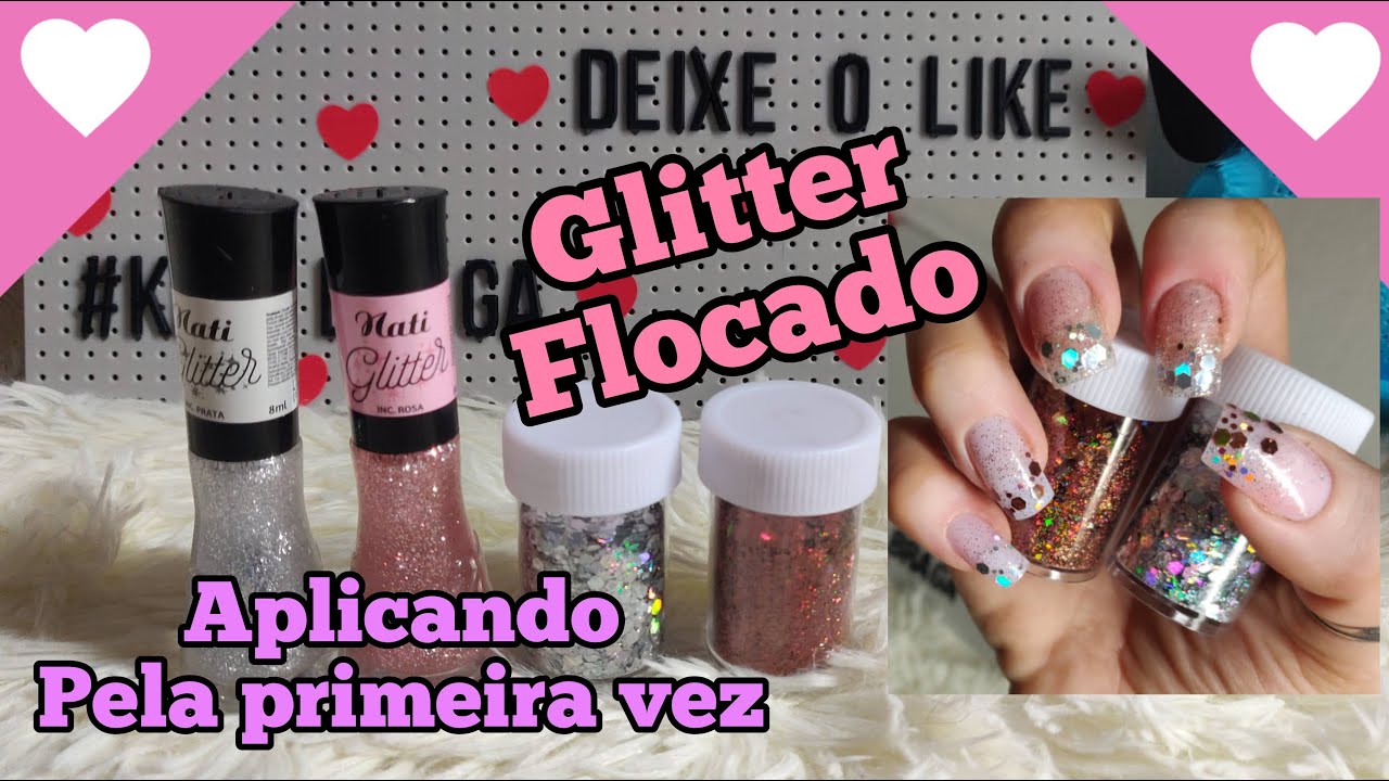 APLICANDO GLITTER FLOCADO | BRINCANDO DE MANICURE