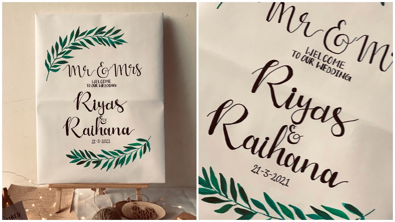 wedding Board 🤩 save the date  😊 English Calligraphy 😉 Easy Craft 🤓