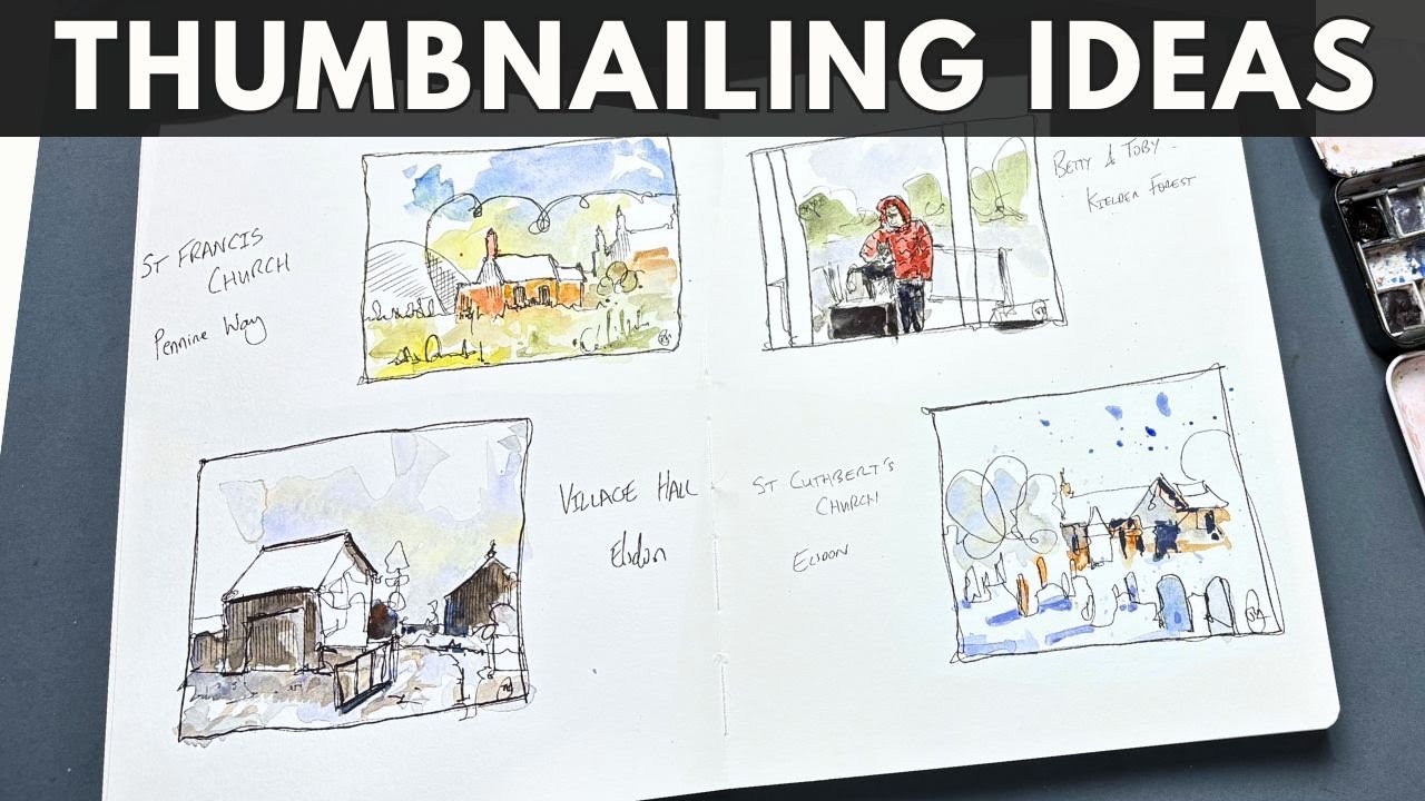 A thumbnail sketching guide - ink and watercolours