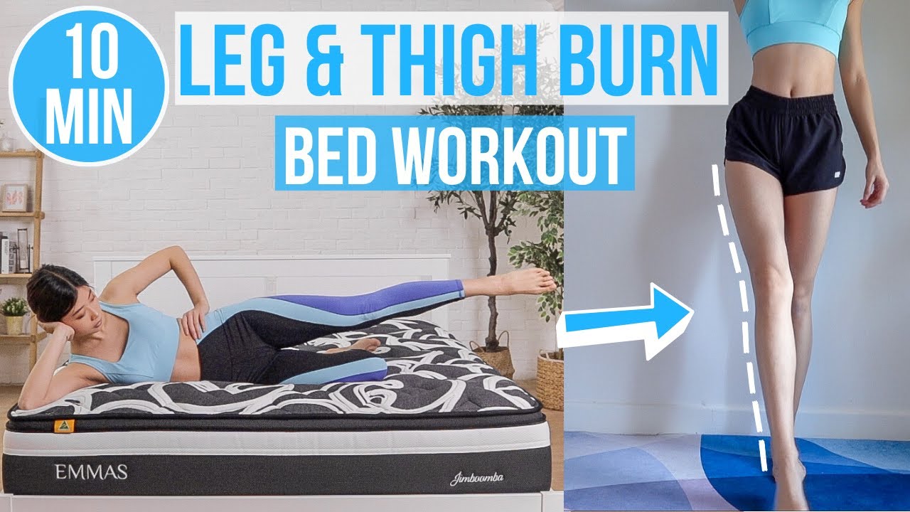 10 MIN LEG & THIGH BURN WORKOUT IN BED (+ 5 min Leg & Back Relaxing Stretch ) #EmiTransform