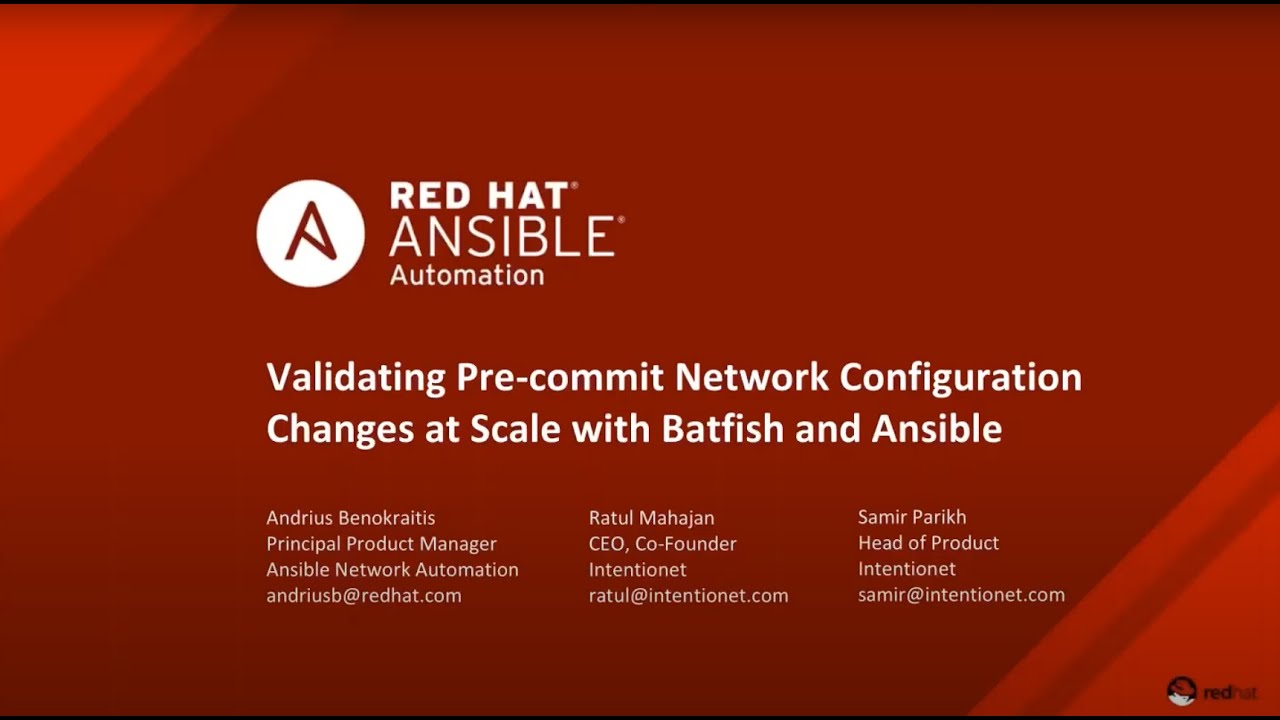 Validating Pre Commit Network Configuration Changes at Scale with Batfish and Ansible