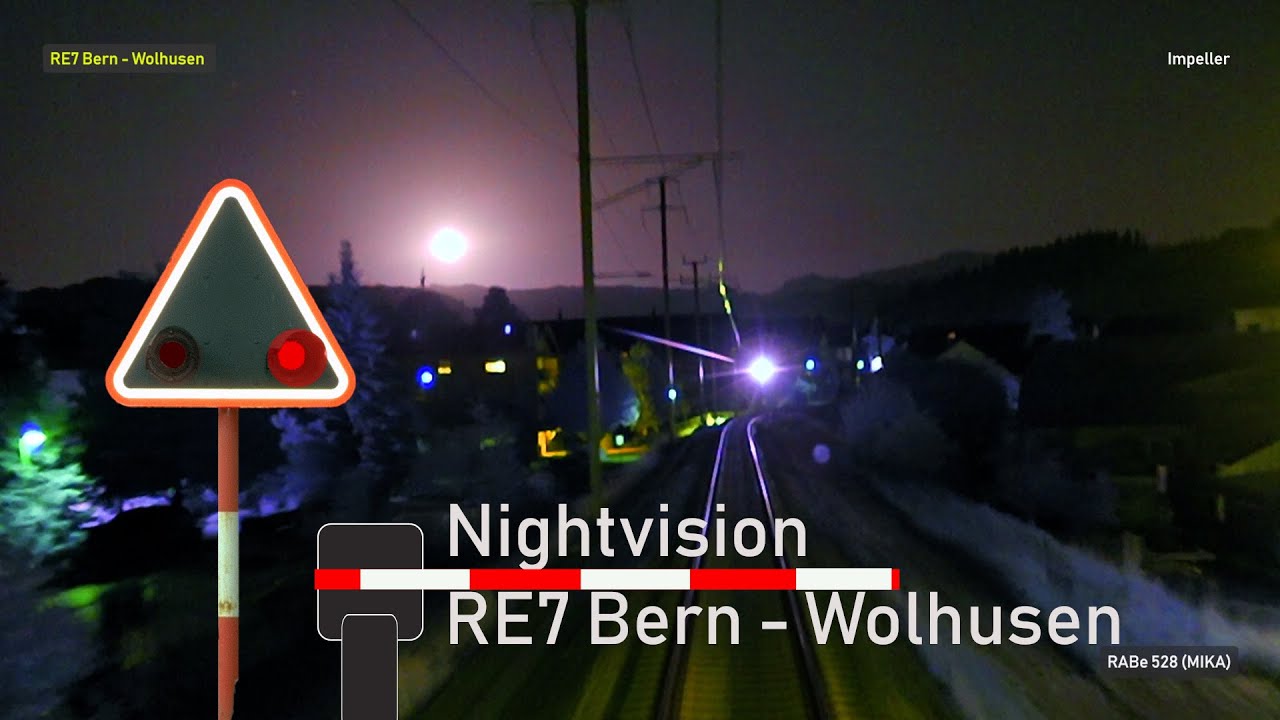 🌌NIGHTVISION cab ride / Führerstandsmitfahrt - RE7 Bern - Wolhusen  🚃bls RABe 528 MIKA