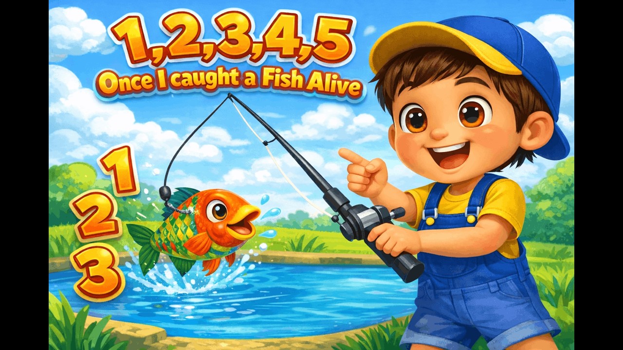 🐟 One Two Three Four Five | Catch the Fish Rhyme | Kids Song