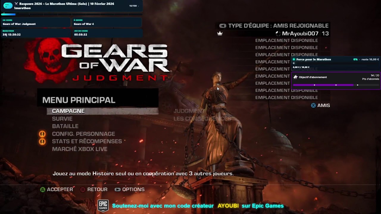 🔴 LIVE 24/7 | 100%🏆MARATHON Respawn 2026 – Gears of War: Judgment   – JOUR 38| 10/100  #MULTISTREAM