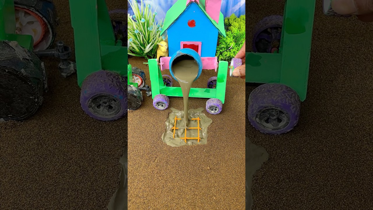 Handmade Mini Tractor Cement Work 😲 | Creative DIY Construction #shorts #youtubeshorts
