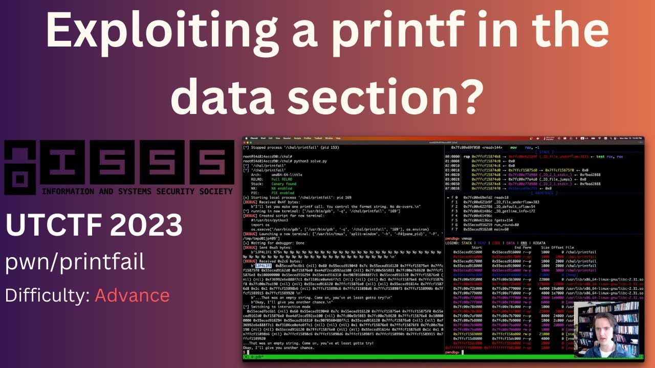 printf exploit in the data section - UTCTF 2023 - pwn/printfail