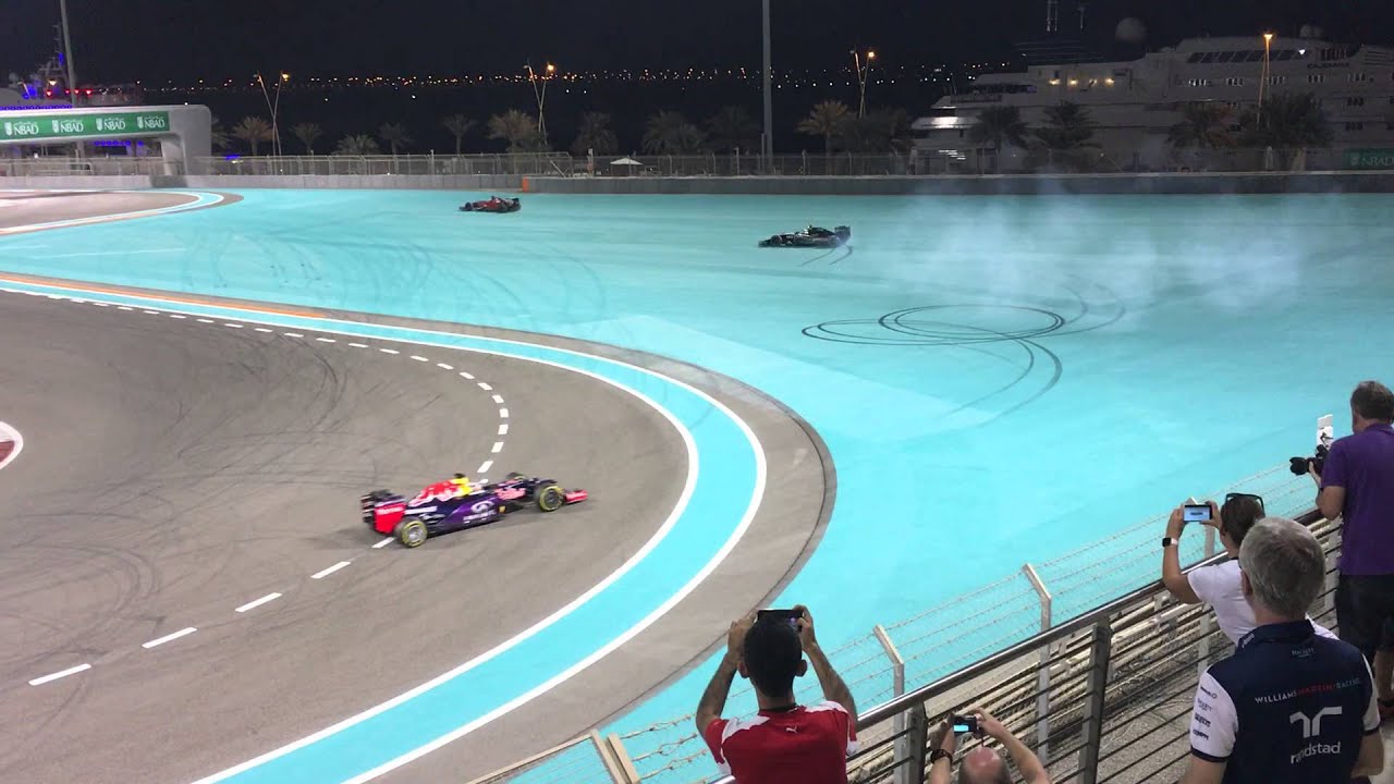Abu Dhabi Grand Prix 2015 - Post Race Fireworks & Driver Burnouts - South Grandstand