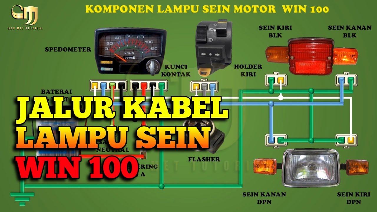 Jalur kabel lampu sein kanan dan kiri WIN 100 || Kelistrikan sepeda motor 59