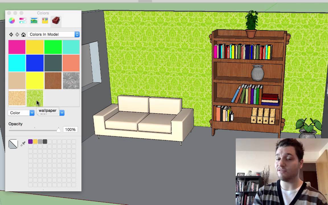 Sketchup Lesson 6: Wallpaper, Textures, Colours, Glass & Art