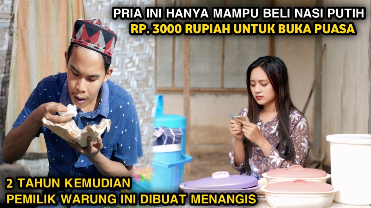 PRIA INI HANYA MAMPU BELI NASI PUTIH RP. 3000 RUPIAH UNTUK BUKA PUASA ! WANITA INI DIBUAT MENANGIS