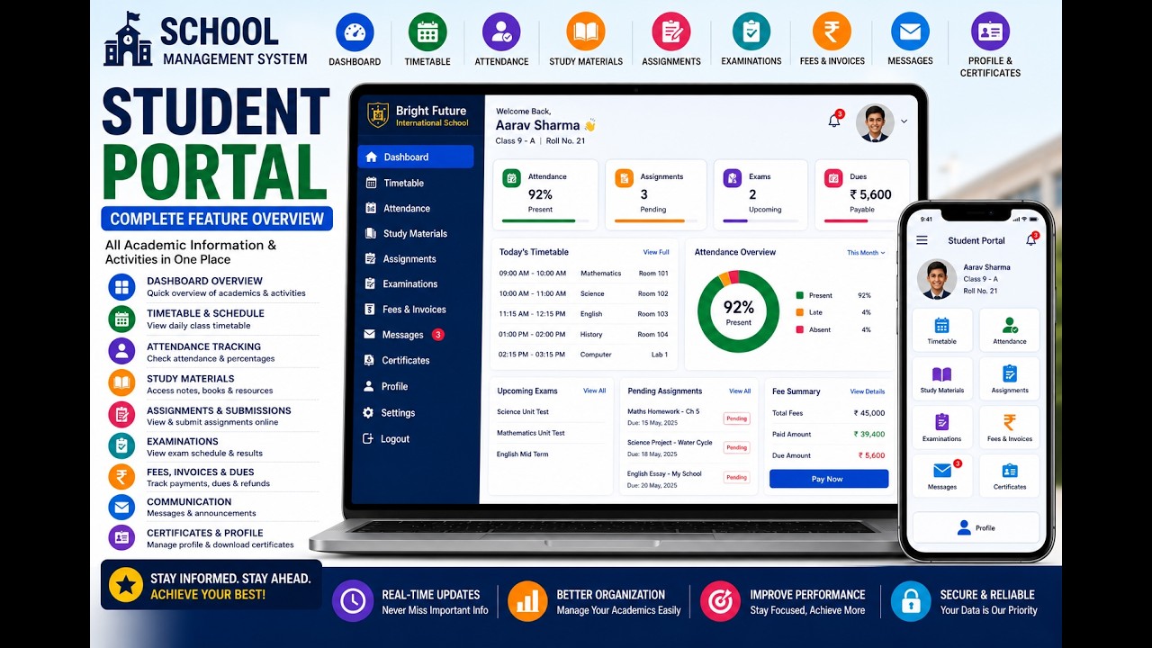 Student Portal &ndash; Complete Feature Overview | School Management System