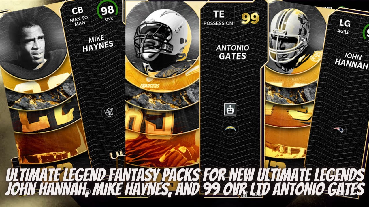 ULTIMATE LEGEND FANTASY PACKS FOR NEW ULTIMATE LEGENDS JOHN HANNAH, MIKE HAYNES & LTD ANTONIO GATES