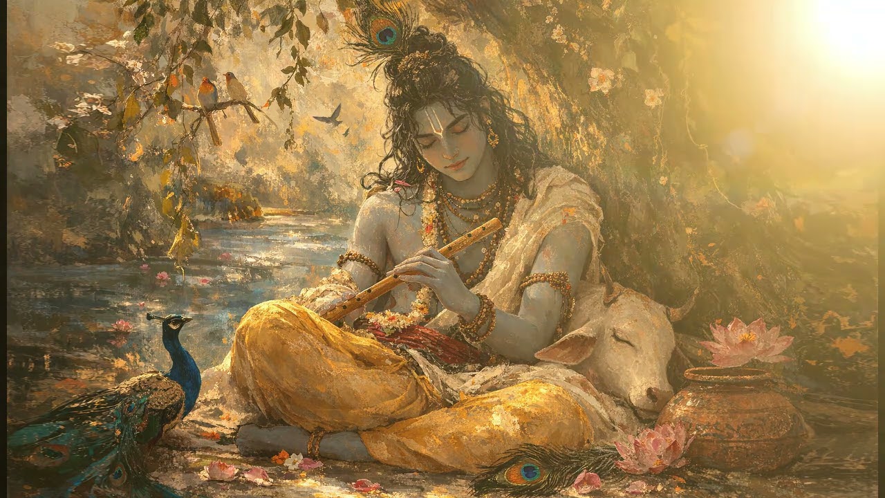 तू ही संसार मेरा कृष्णा 🦚जय श्री कृष्णा  Krishna Naam Jaap Meditation Peaceful Krishna Flute Music