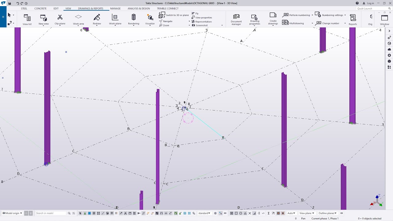Octagonal Gridline ''Reviewed'' | Tekla Structures