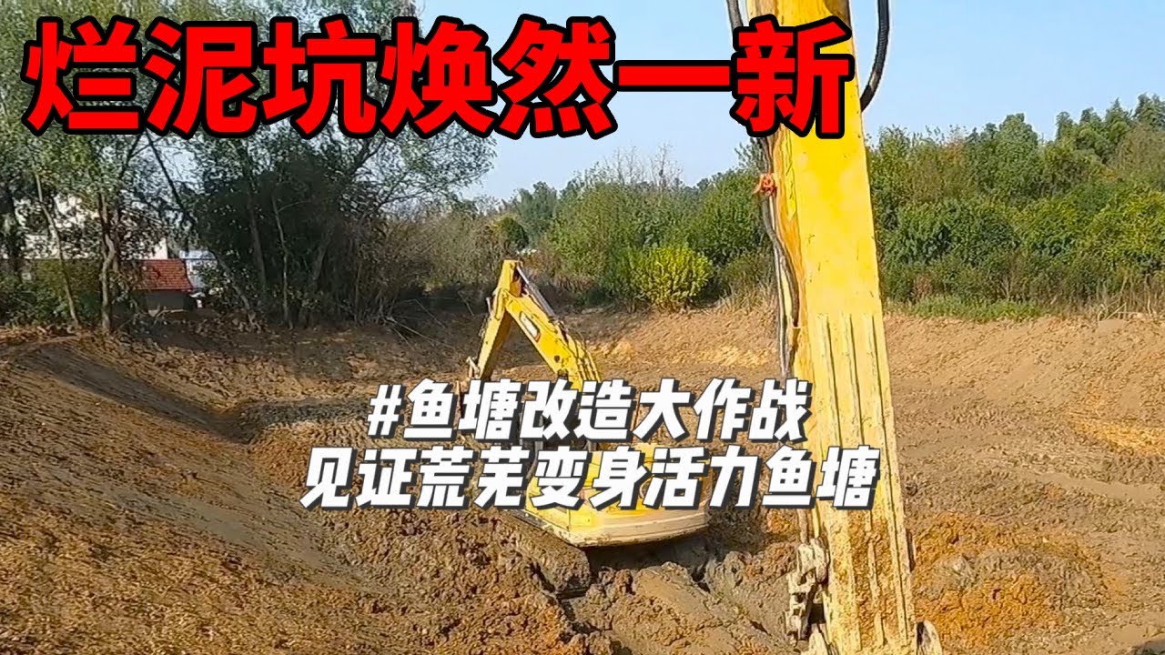 这鱼塘好挖，泥巴还没有太平洋深。鱼塘改造大作战，见证荒芜变身活力鱼塘 #挖鱼塘 #挖机