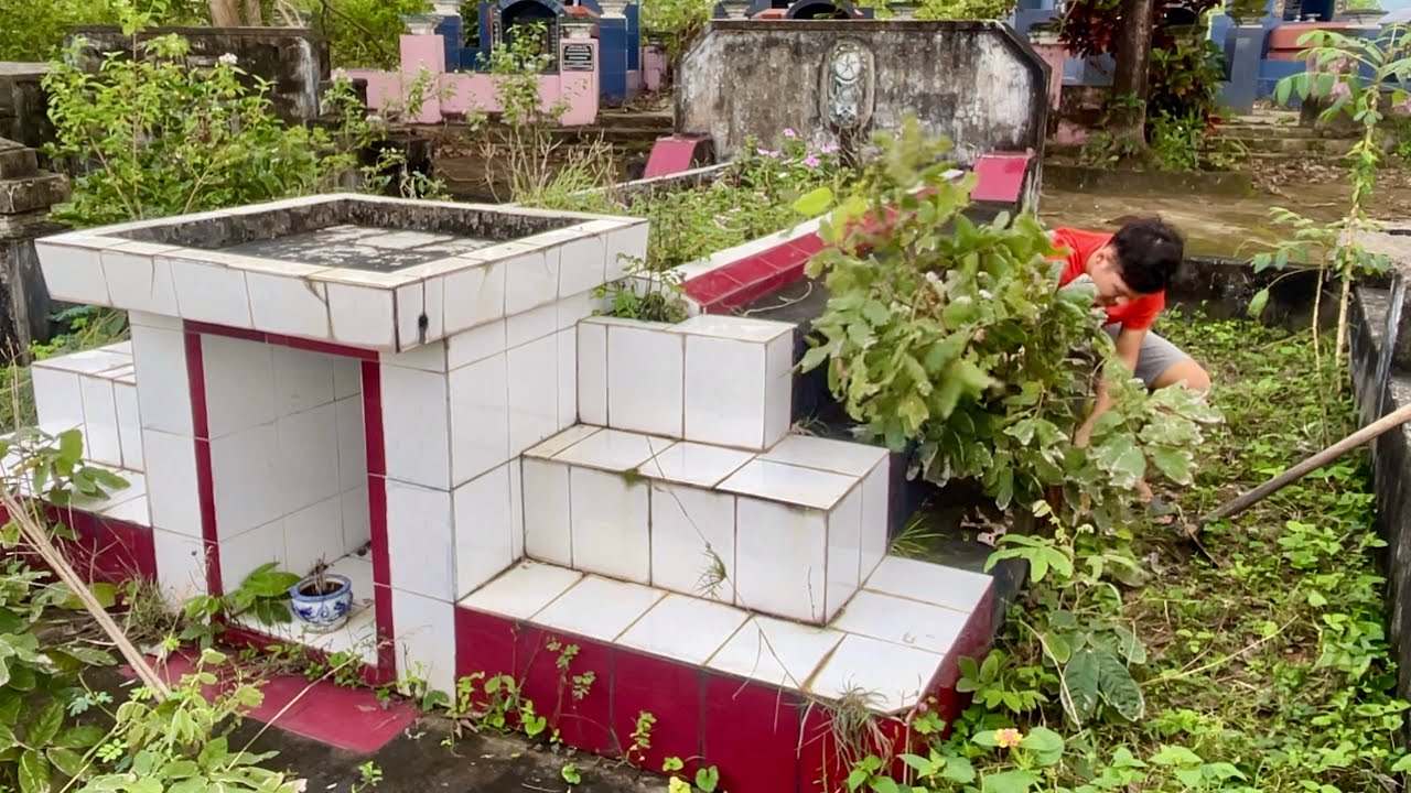 A gentle, relaxing cleaning of a grave covered in weeds and debris, it was unusually peaceful.