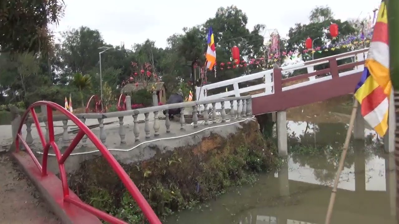 Nghệ nhân xuân oánh lợp tiếp lán lá cọ  đảo ao sen 