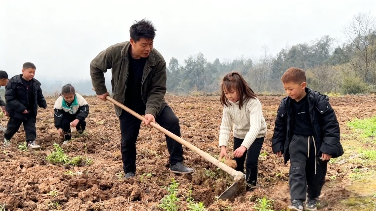 农村爸爸独自带娃，女儿不仅不哭不闹，还会陪着爸爸去地里干活！#农村生活【农村队长】