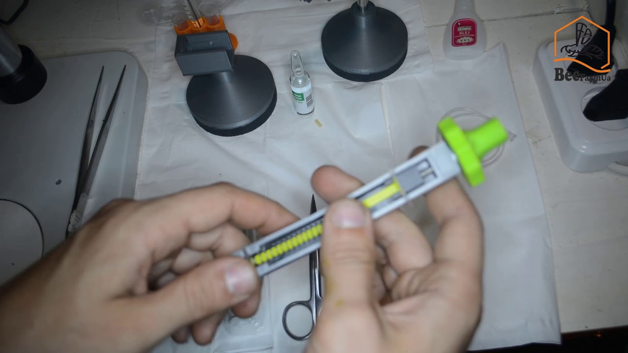 Preparation of equipment for instrumental insemination.