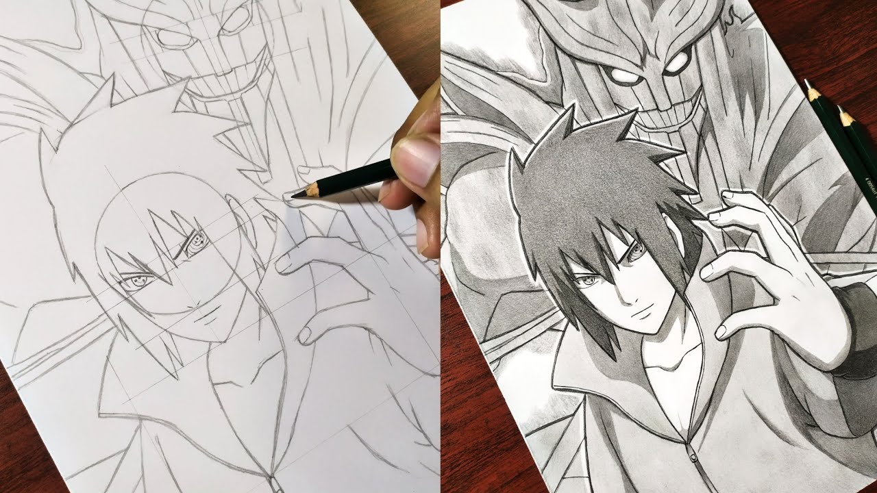 How to Draw "Sasuke With Susanoo" [Naruto Shippuden] | Anime Sketch - Step by Step