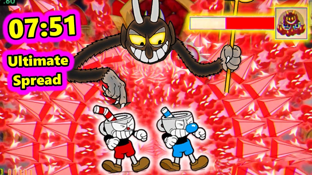 Cuphead 2-Player Speedrun - Using Ultra Ex Spread (Healthbars Included)