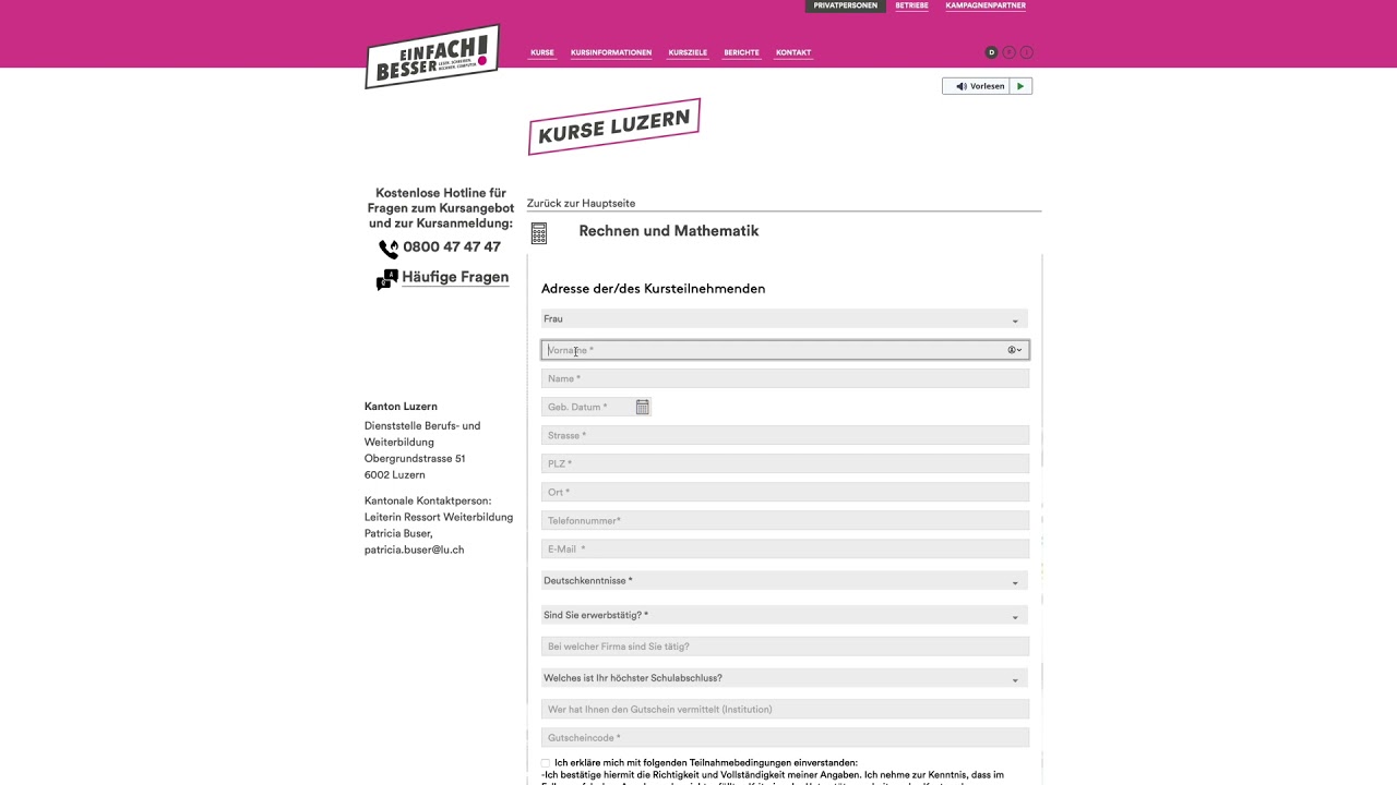 Schritt-für-Schritt zur Kursanmeldung mit Bildungsgutschein Grundkompetenzen