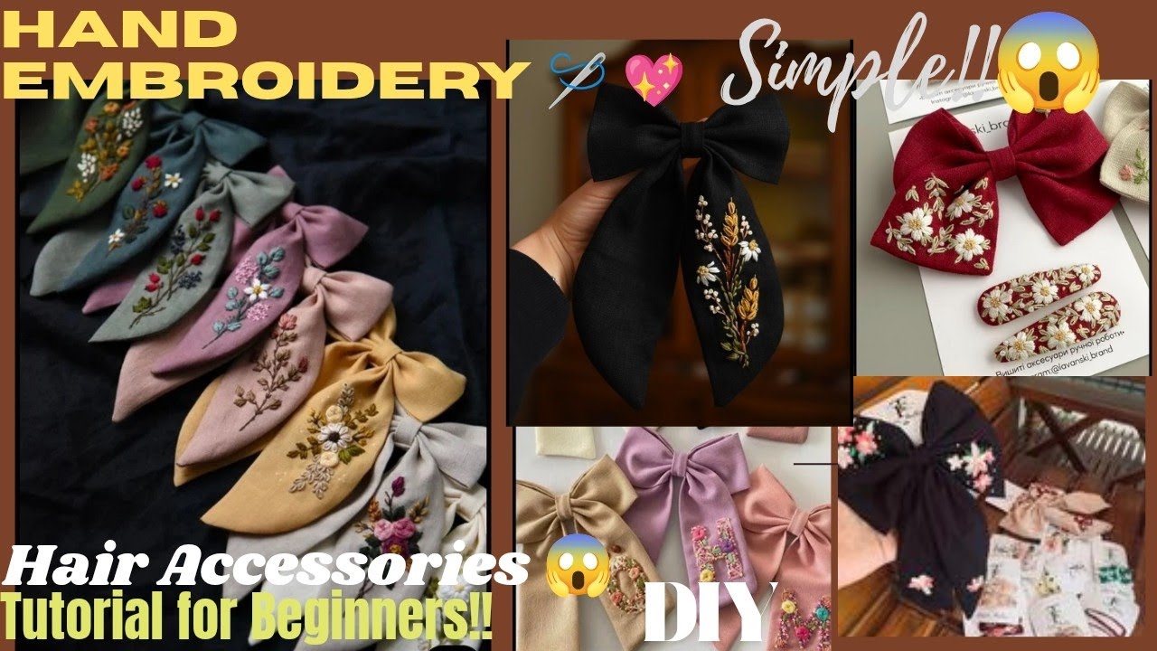 Simple😱🪡Hand Embroidery Hair Bows /DIY/Tutorial for Beginners #diy #diycrafts #embroidery 