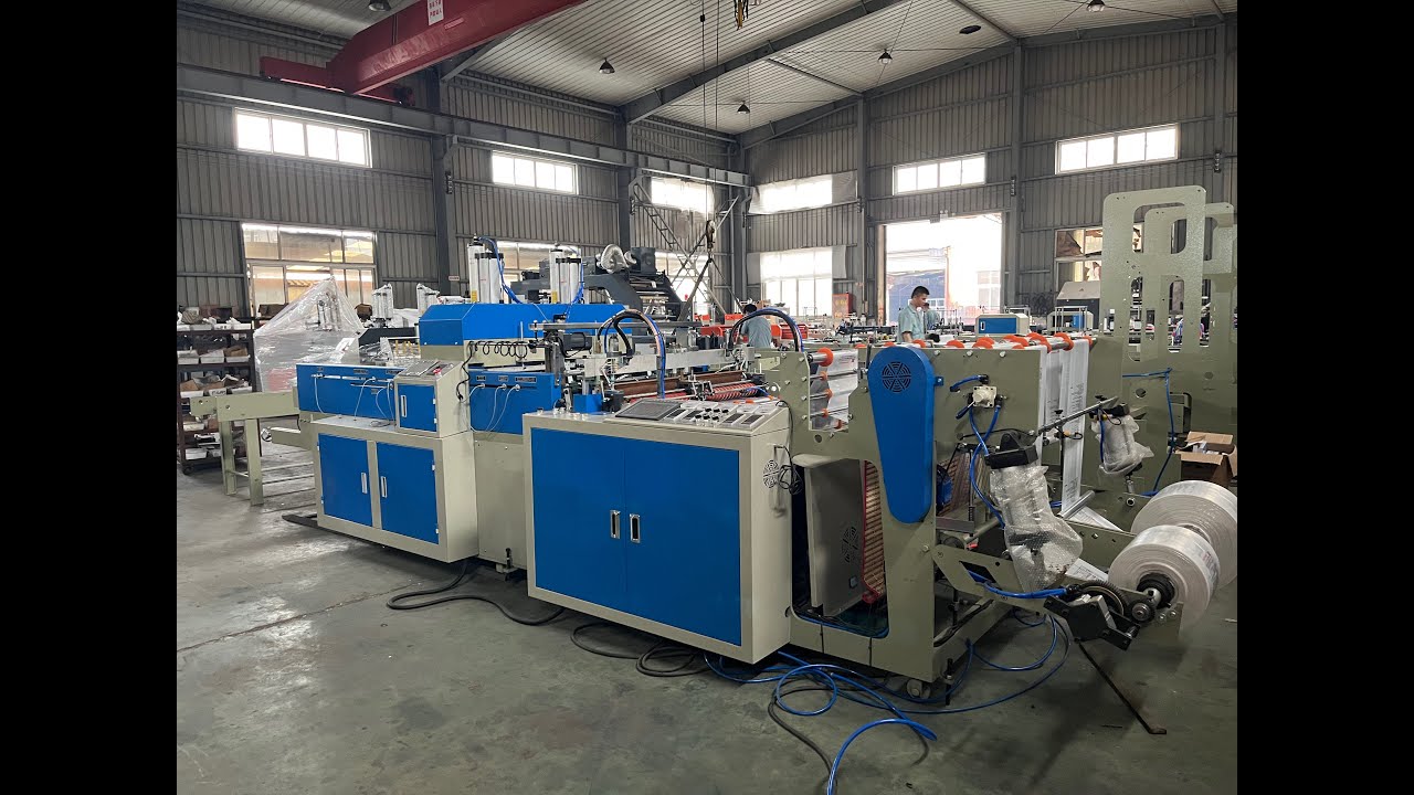 CY 450×2 heat sealing hot cutting plastic bag making machine with puncher for vest bag 200pcs/min×2