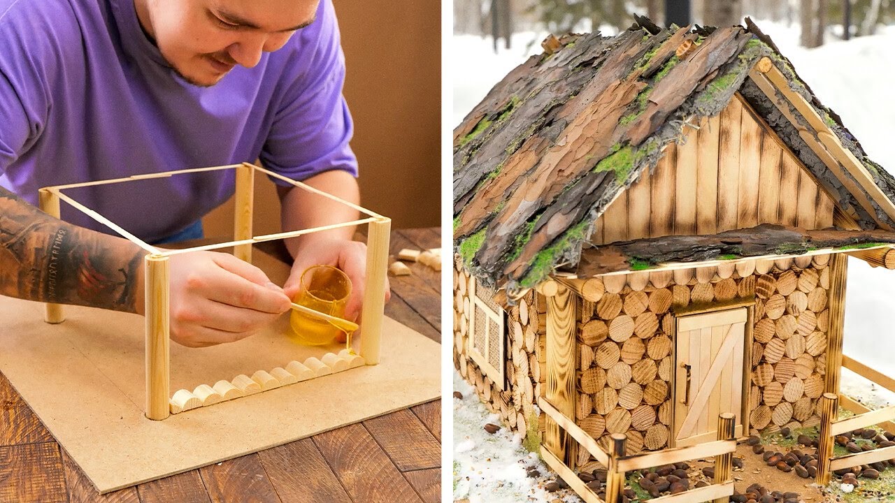 Watch a Master Craft a Mini Wooden House from Scratch!