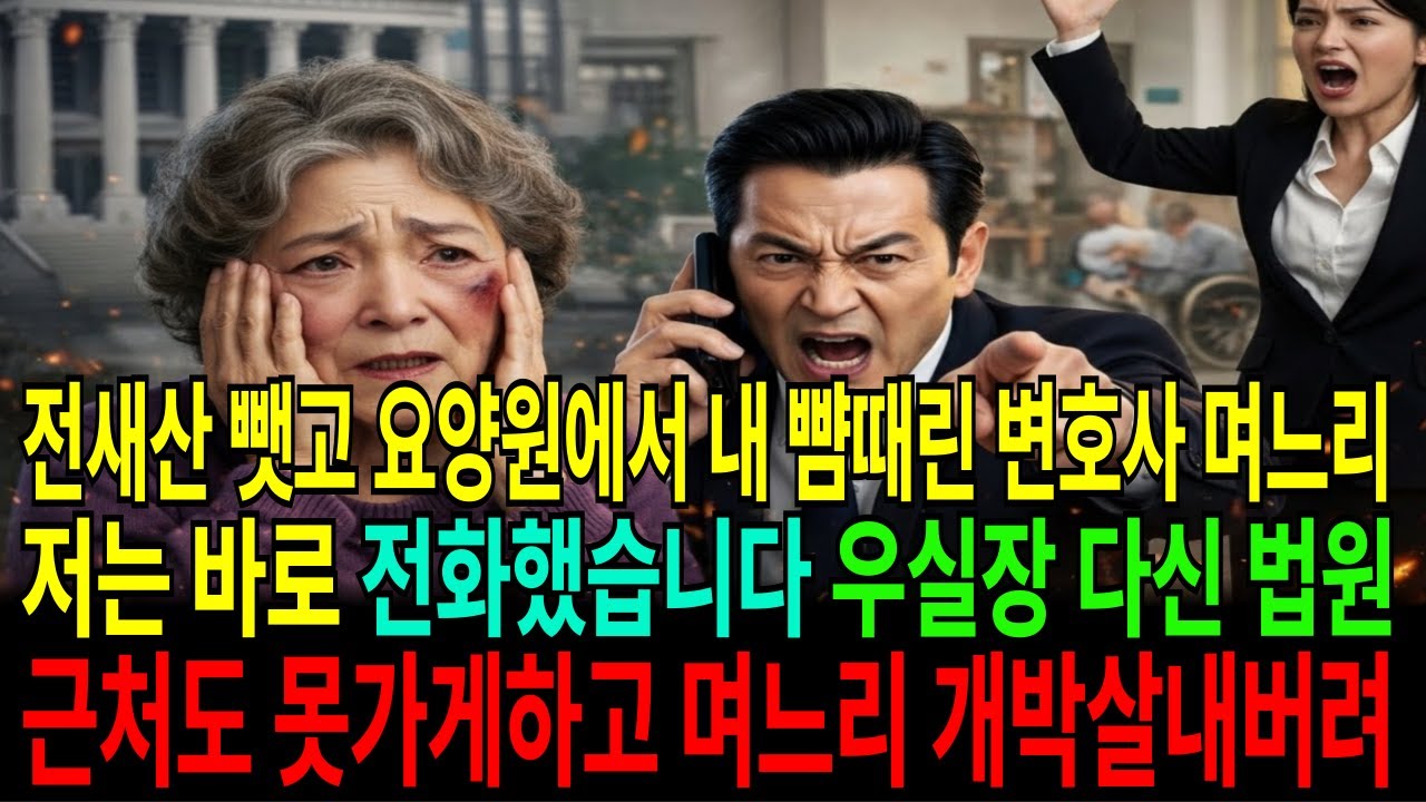 전재산 뺏고 요양원에서 내 뺨 때린 변호사며느리 저는 바로 전화했습니다 우실장 다신 법원 근처도 못가게 하고 며느리 개박살내버려!!!!!