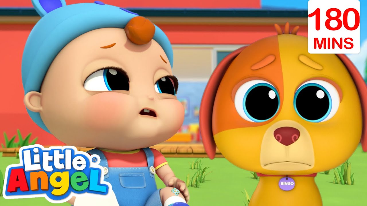 Oh No! Baby John Has A Boo Boo | Bingo and Baby John | Little Angel - Nursery Rhymes and Kids Songs