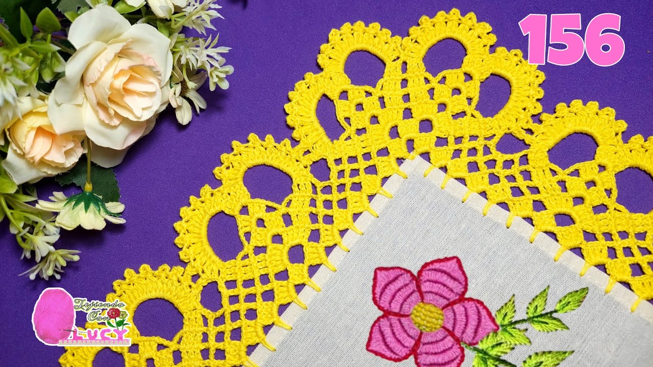 156/puntilla  de una sola vuelta para servilleta o mantel 🤍🌼🌻